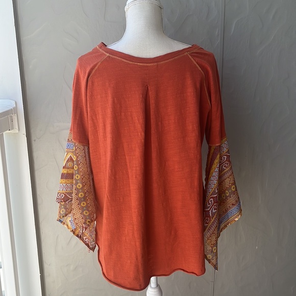 Umgee Scoop Neck Boho Top Orange Small - Picture 3 of 8